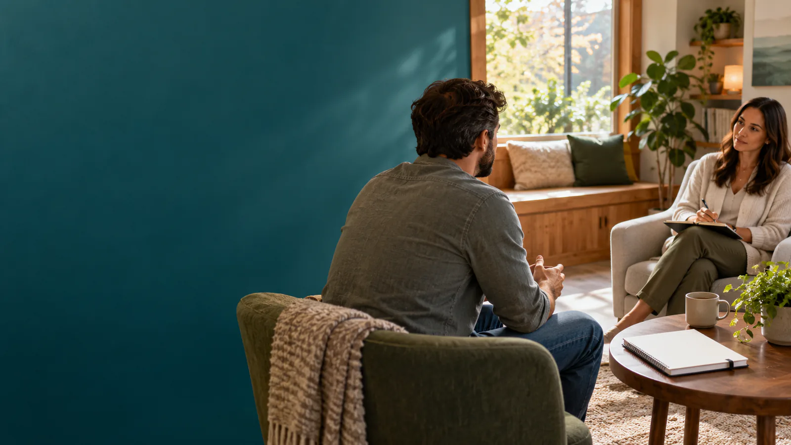 Person receiving compassionate support during alcohol addiction recovery