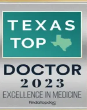 Texas Top Doctor 2023 — Excellence in Medicine award badge